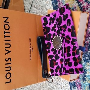 LV Cowhide Purple Wristlet - 100% Authentic Logo from Re-Purposed LV Bag NEW!!